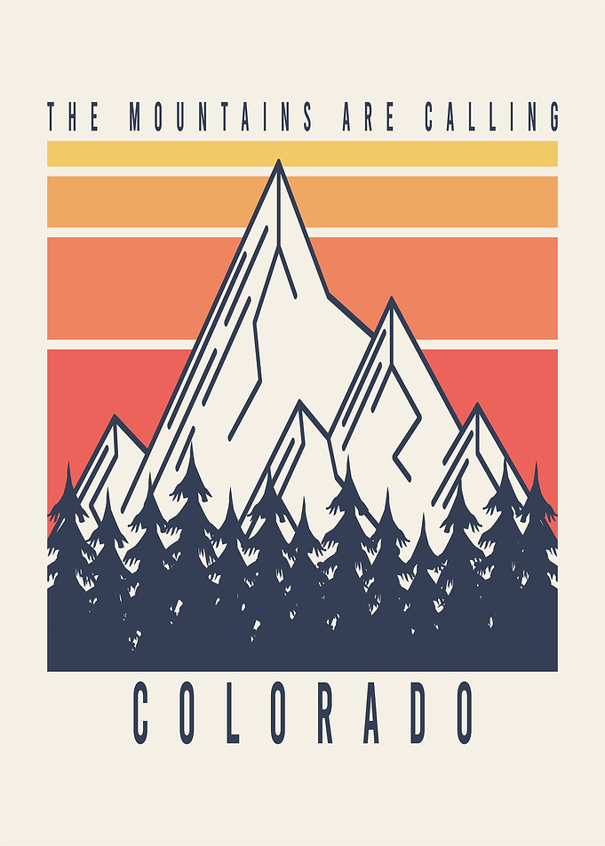 Colorado Mountains Retro Sunset