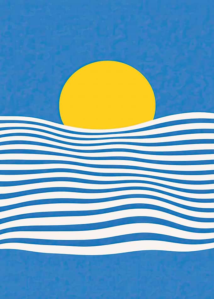 Abstract Sunset Over Wavy Ocean