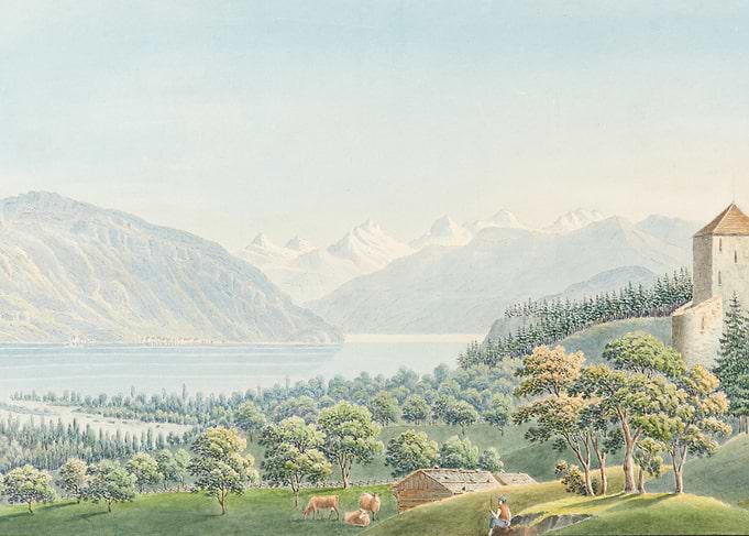 Alpine Lake and Castle Landscape