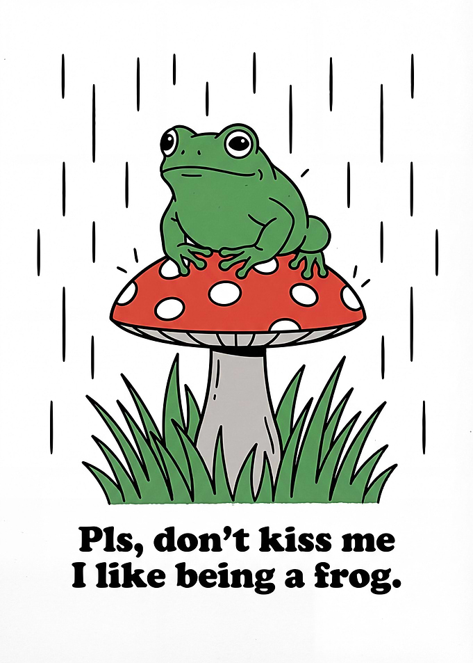 Frog on Mushroom in Rain