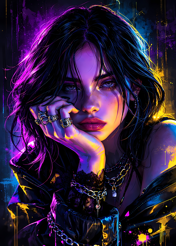 Neon Portrait of a Woman