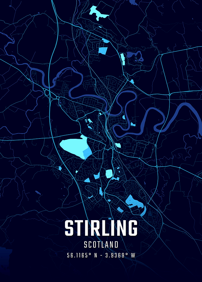 Stirling Scotland Midnight City Map