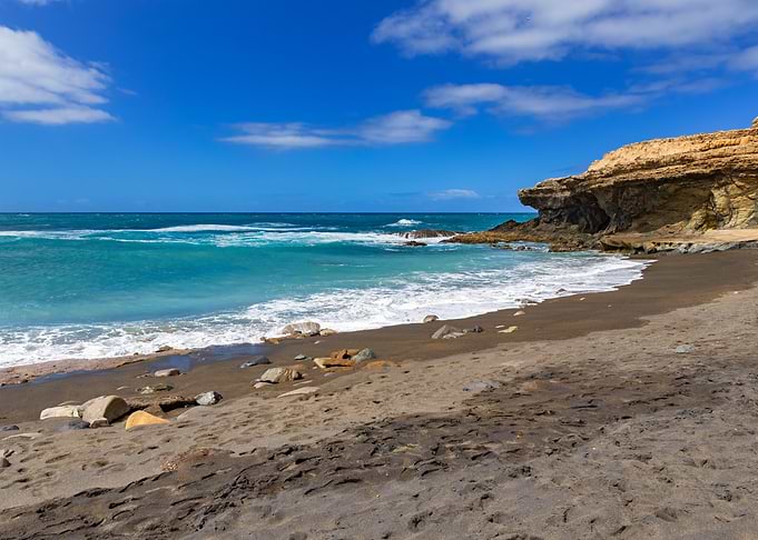 Black Sand Beach with Turquoise Ocean, Ajuy