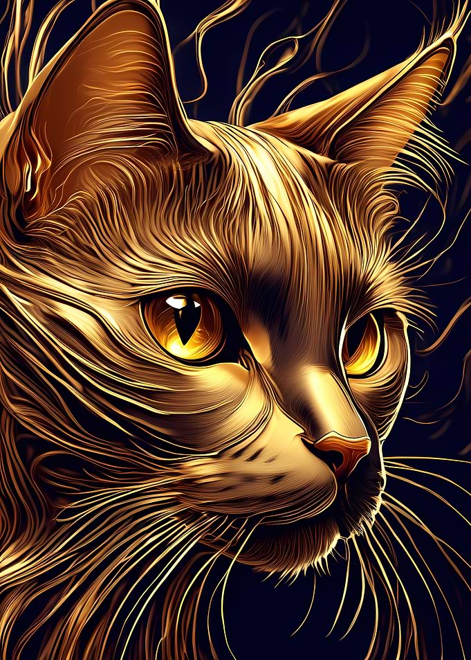 Golden Cat Portrait