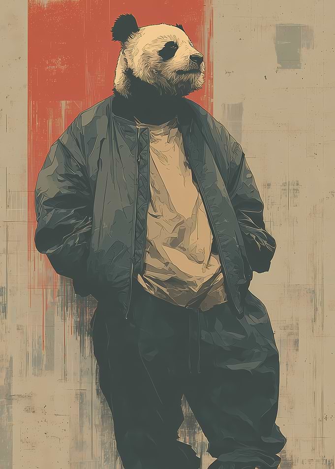 Panda in Style Vintage