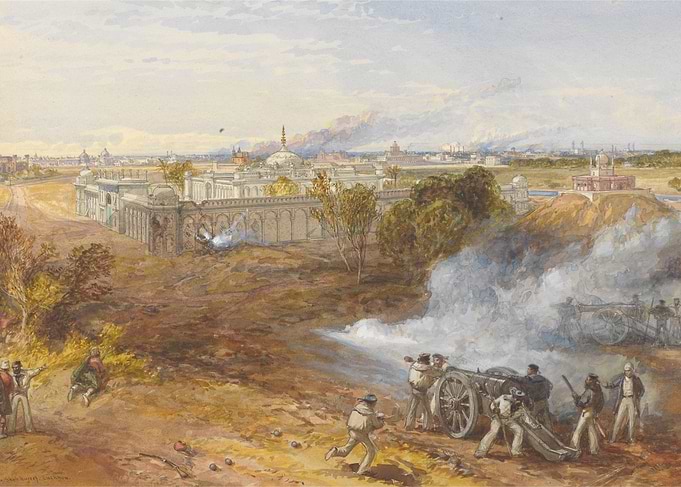 Battle Scene with Artillery and Buildings
