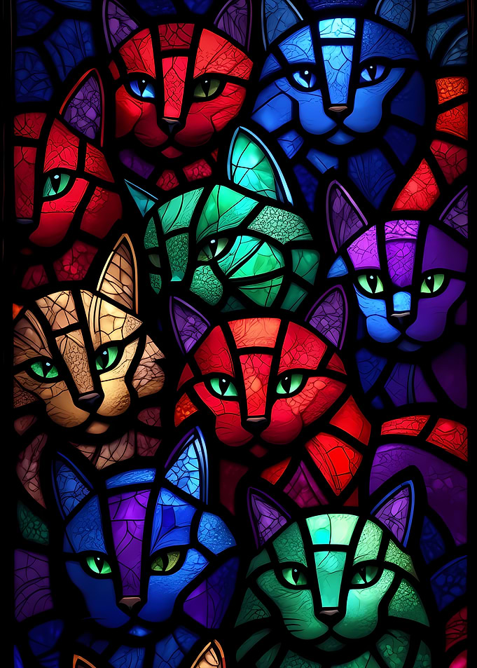 Stained Glass Cat Mosaic