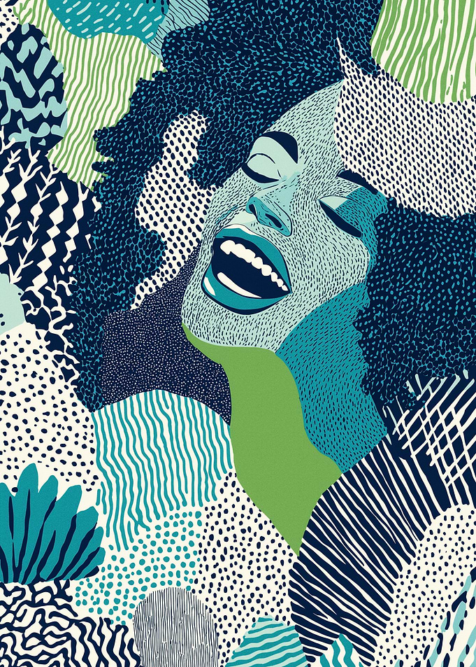 Abstract Portrait of a Joyful Woman
