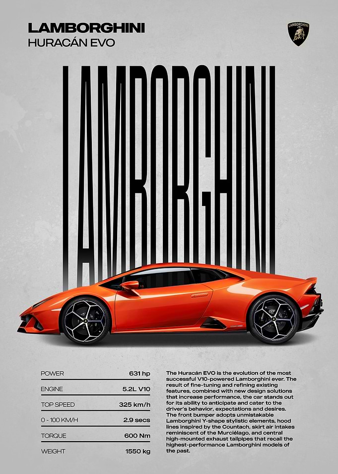 Lamborghini Huracán EVO Car Poster