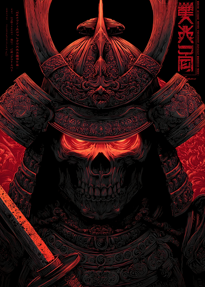 Demonic Samurai Warrior with Glowing Eyes