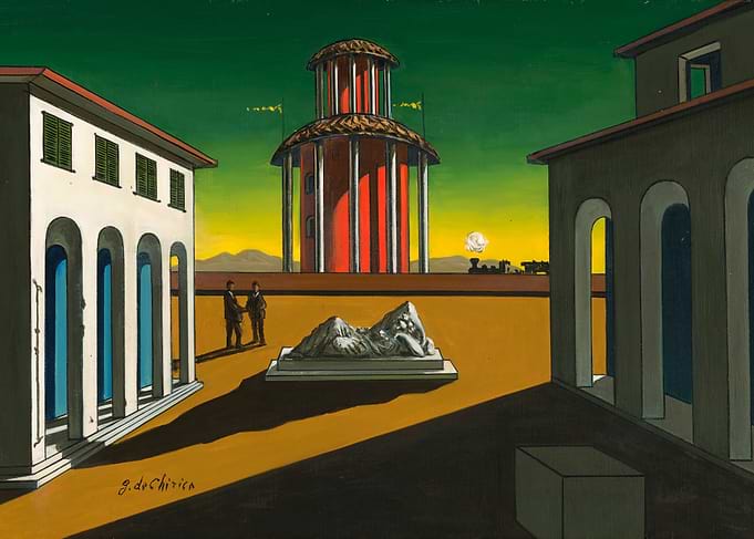 Metaphysical Piazza with Statue and Tower
