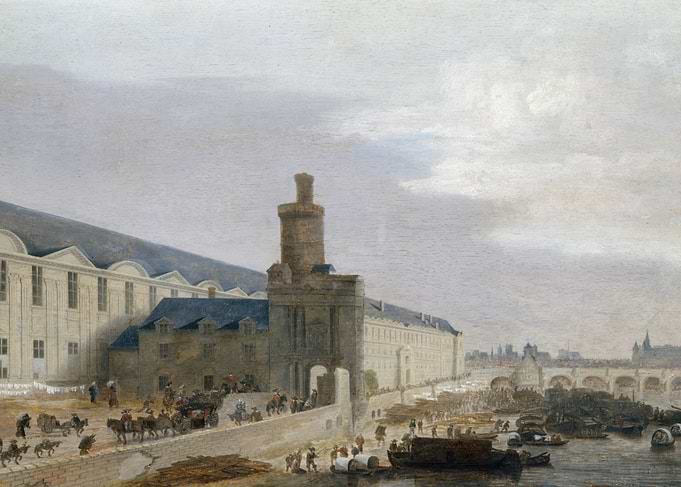 Parisian River Scene with Buildings and Boats