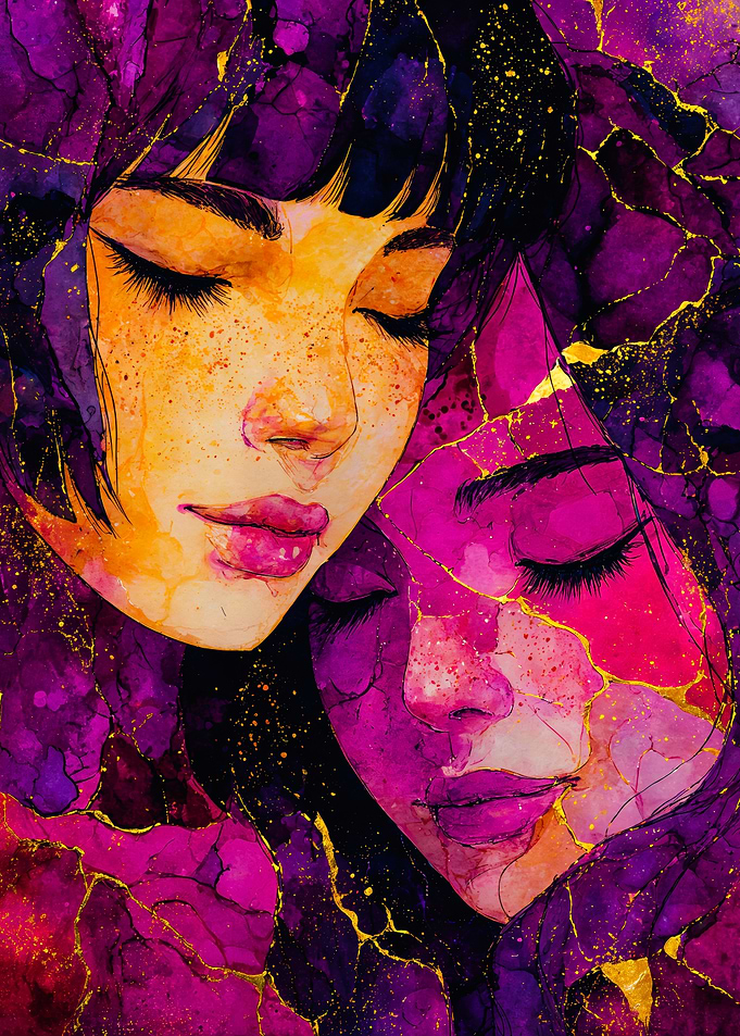 Lesbian Women Intimate Kintsugi Portrait