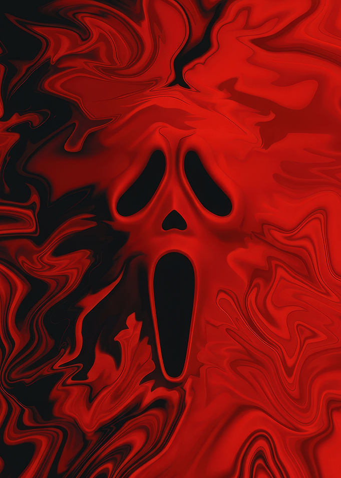 Scream Mask Red Abstract