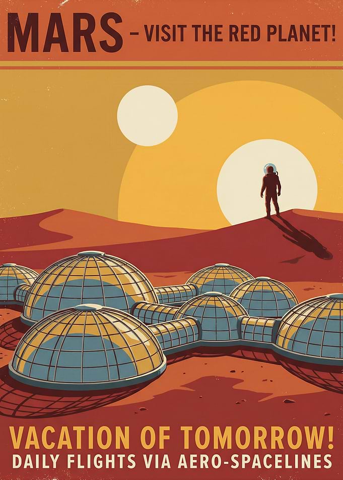 Retro Mars Vacation Poster