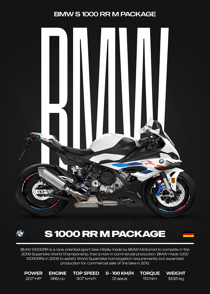 BMW S 1000 RR M Package Motorcycle Poster