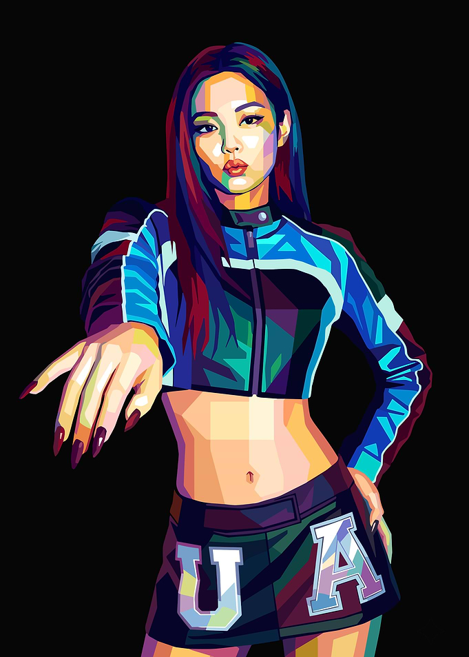 Jennie Kim K-Pop Star in Pop Art Style