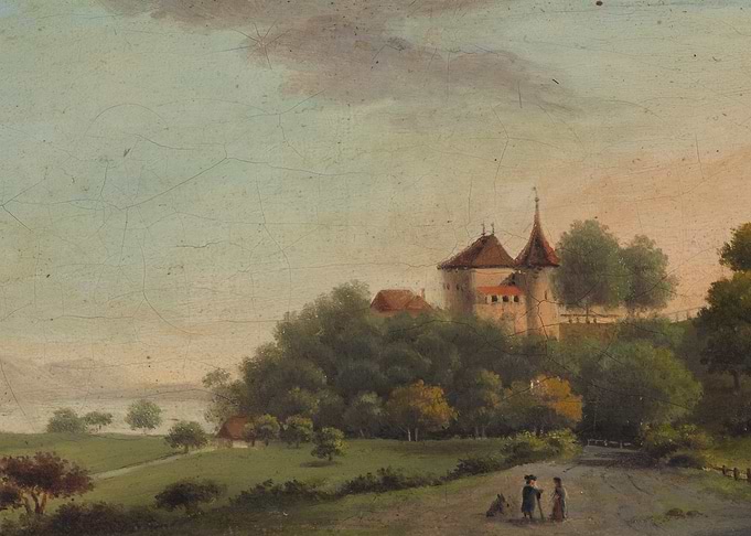 Castle on a Hill Overlooking a Lake