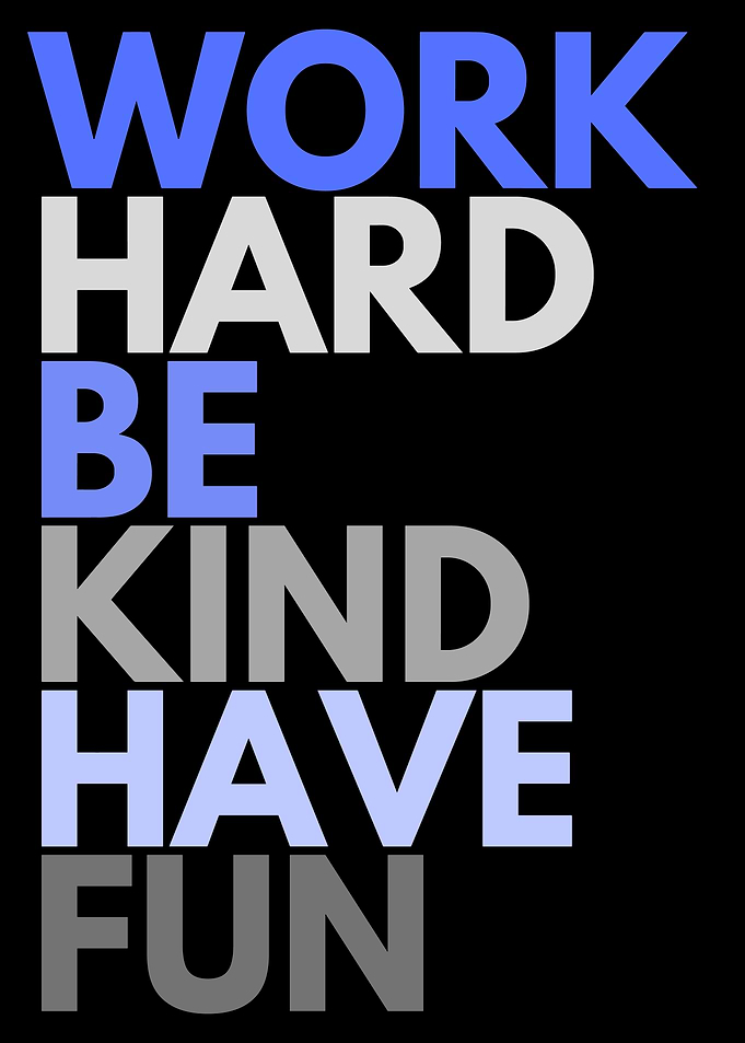 Work Hard Be Kind Have Fun Poster, Motivational Typography Wall Art, Positive Quote Print