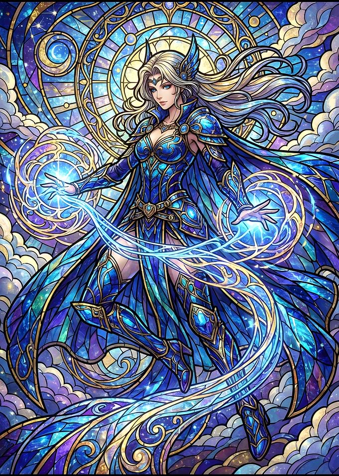 Stained Glass Fantasy Warrior