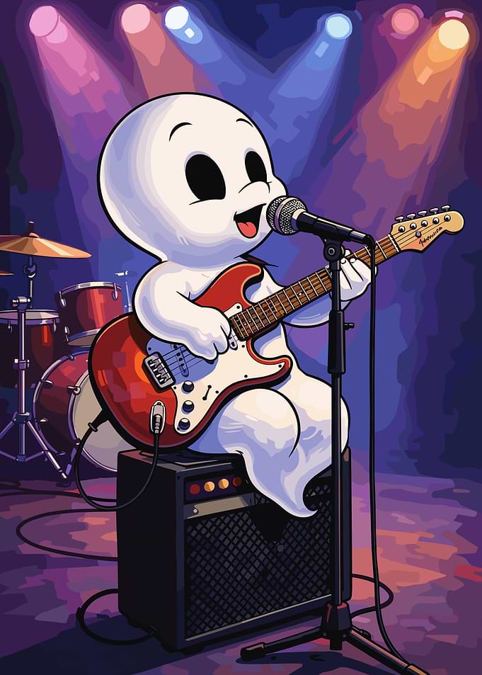 Casper the Friendly Ghost playing guitar