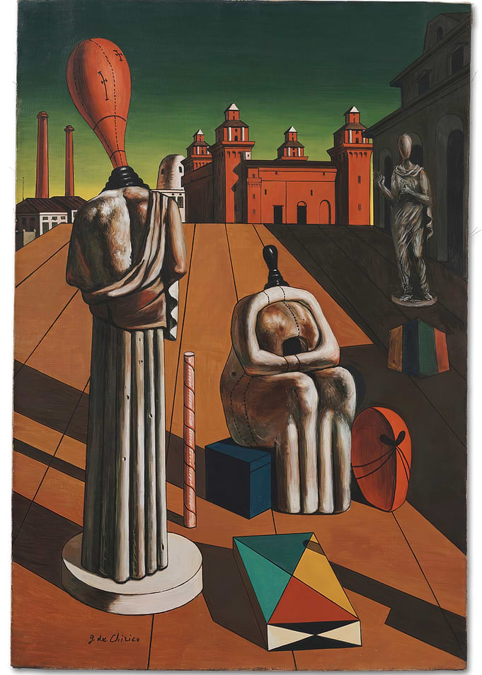 Metaphysical Painting with Statues and Architecture