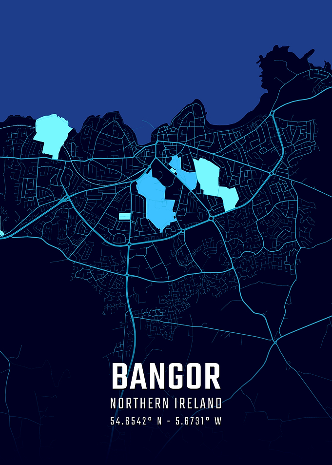 Bangor Northern Ireland Midnight City Map