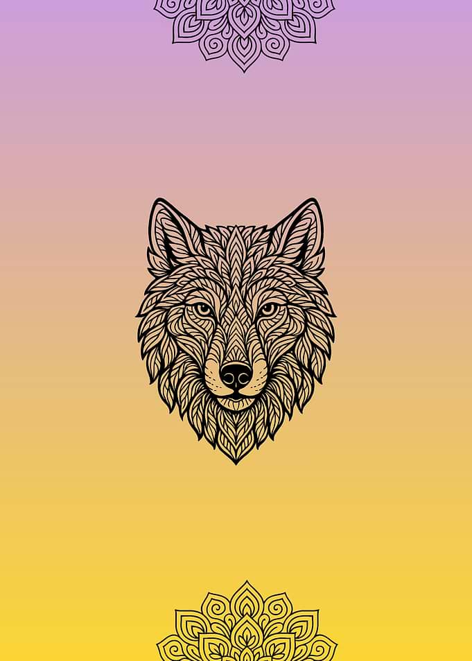 Intricate Wolf Head Mandala Design