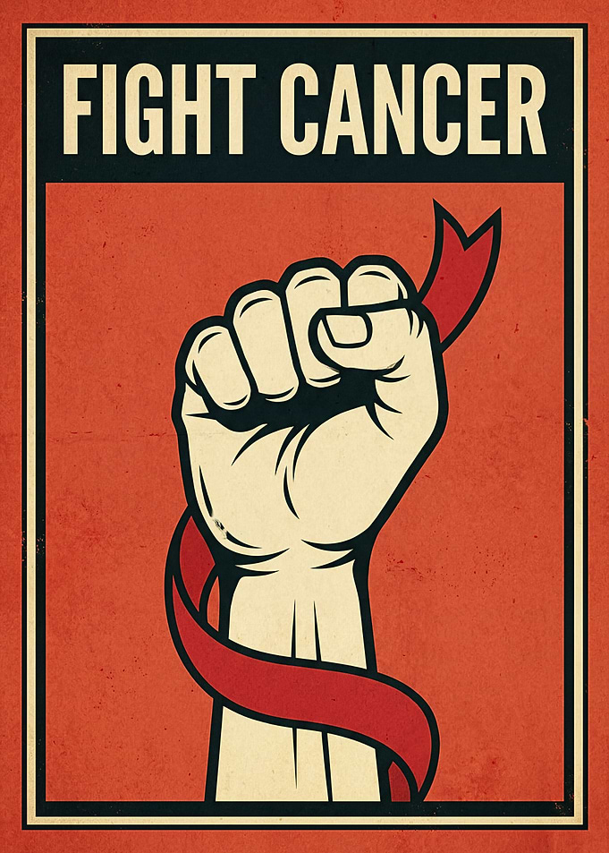 Fight Cancer Fist with Ribbon