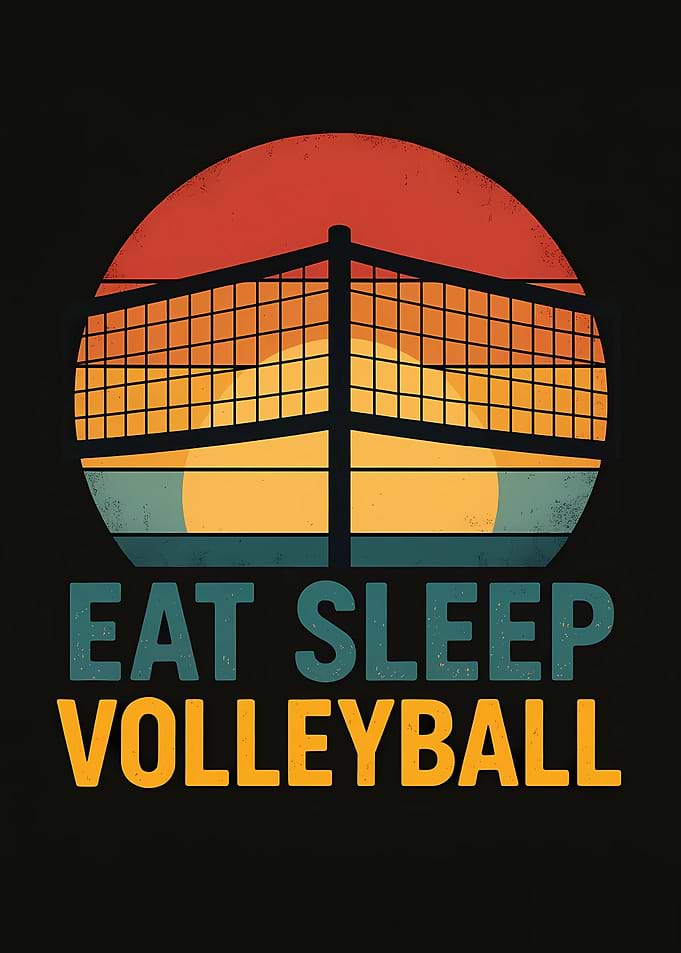 Eat Sleep Volleyball Retro Sunset