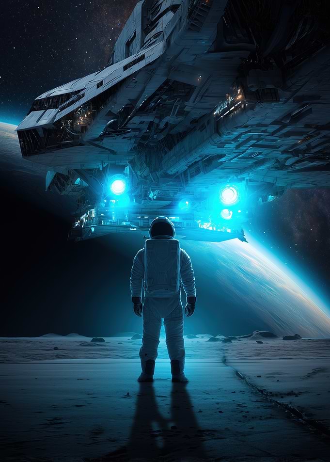 Astronaut and Spaceship in Space