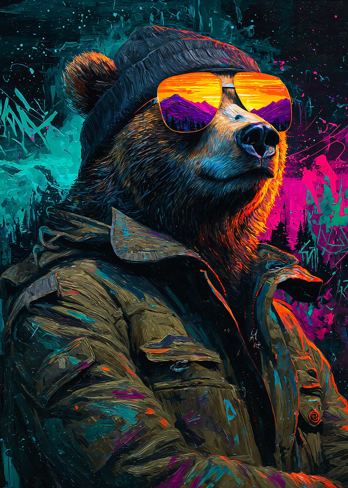 Cool Bear Street Art Sunset Sunglasses