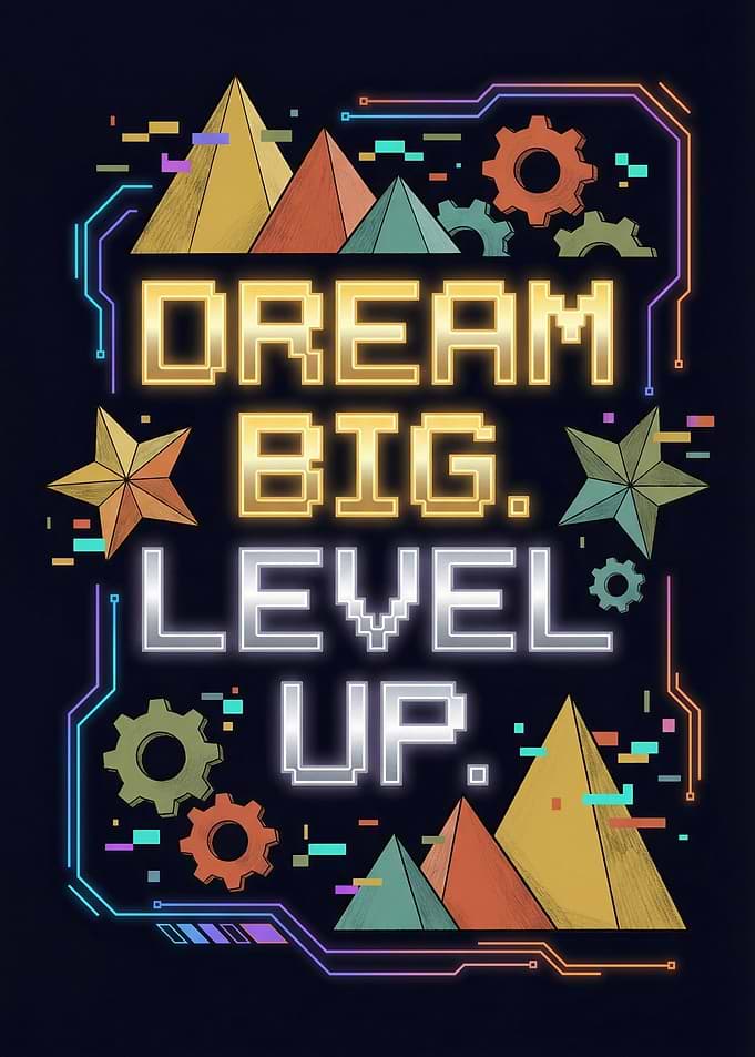 Dream Big Level Up Motivational Art