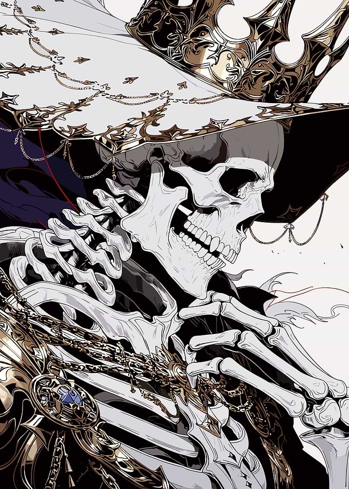 Skeleton King with Ornate Crown and Armor