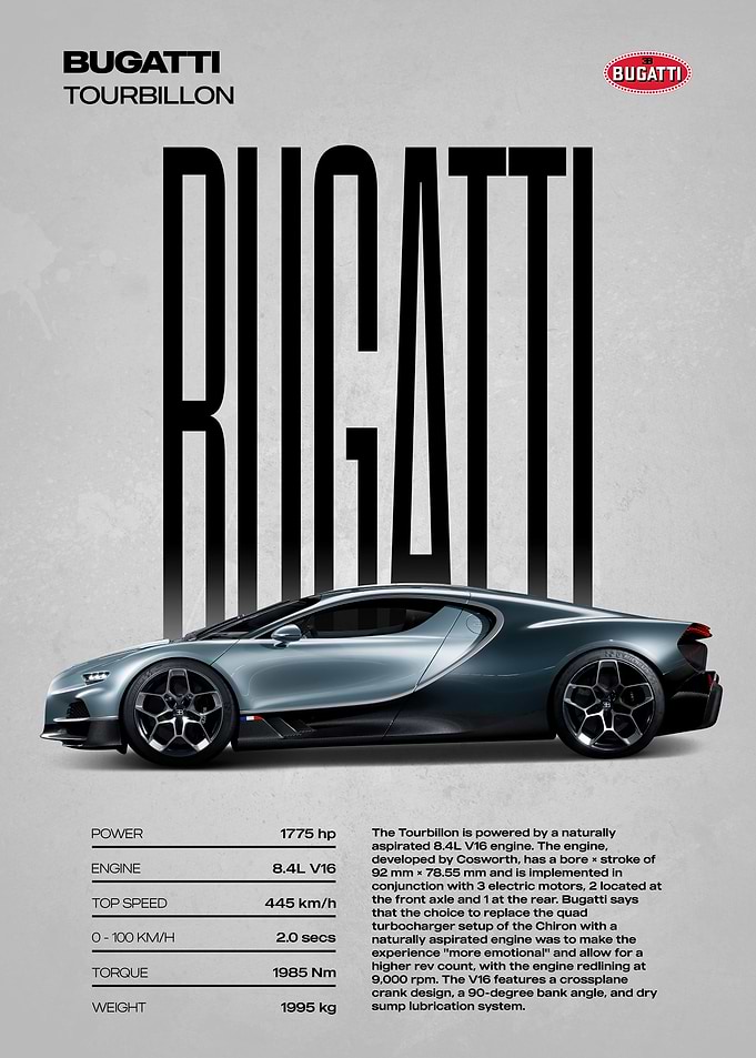 Bugatti Tourbillon Car Poster
