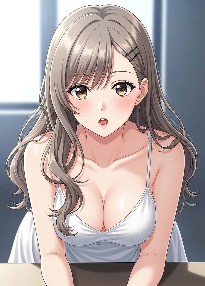 Anime girl in white camisole