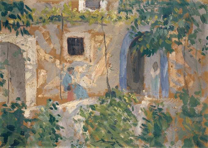 Figures in a Mediterranean Courtyard