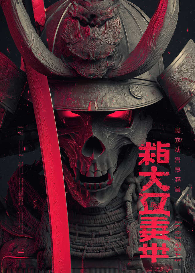 Demonic Samurai with Glowing Eyes