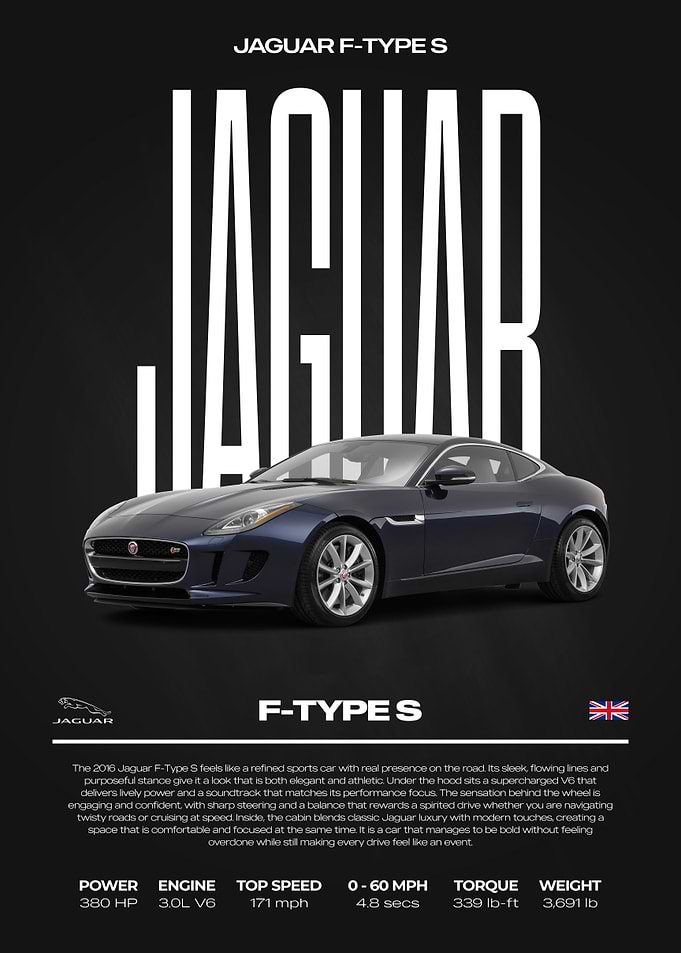 Jaguar F-Type S Car Poster
