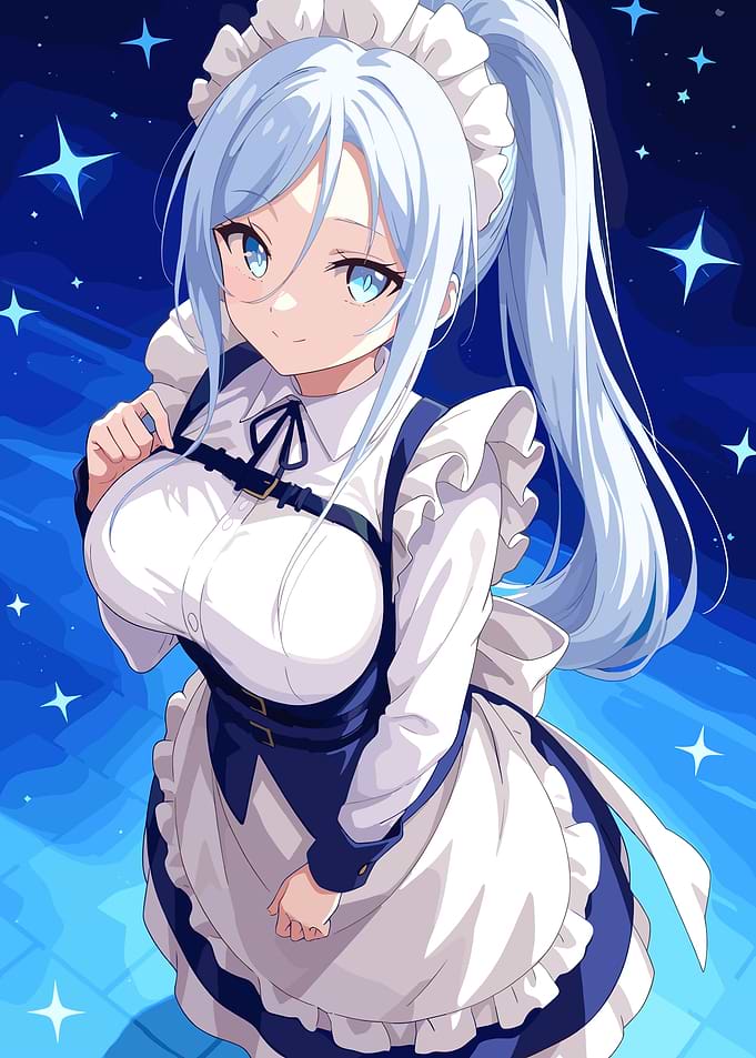 Sylpha Maid with Blue Hair and Stars