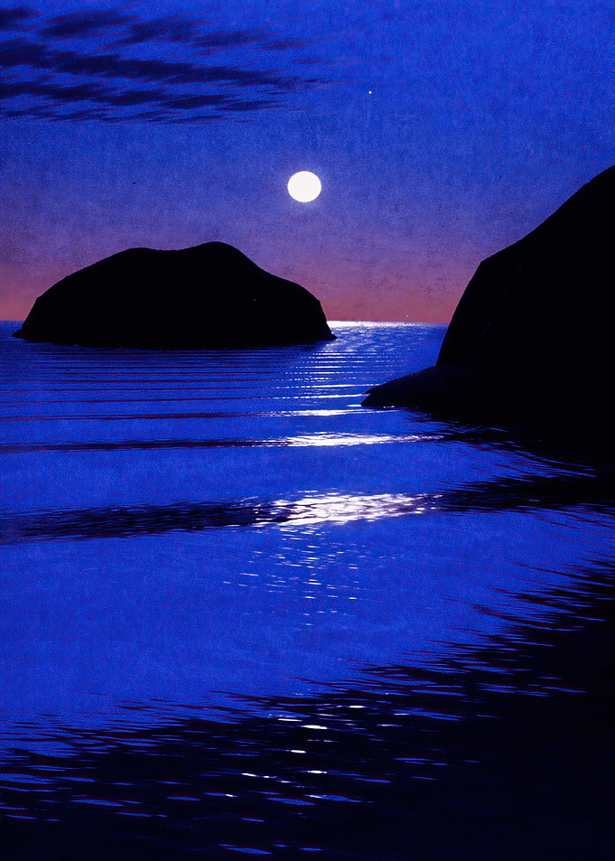 Moonlit Ocean Landscape