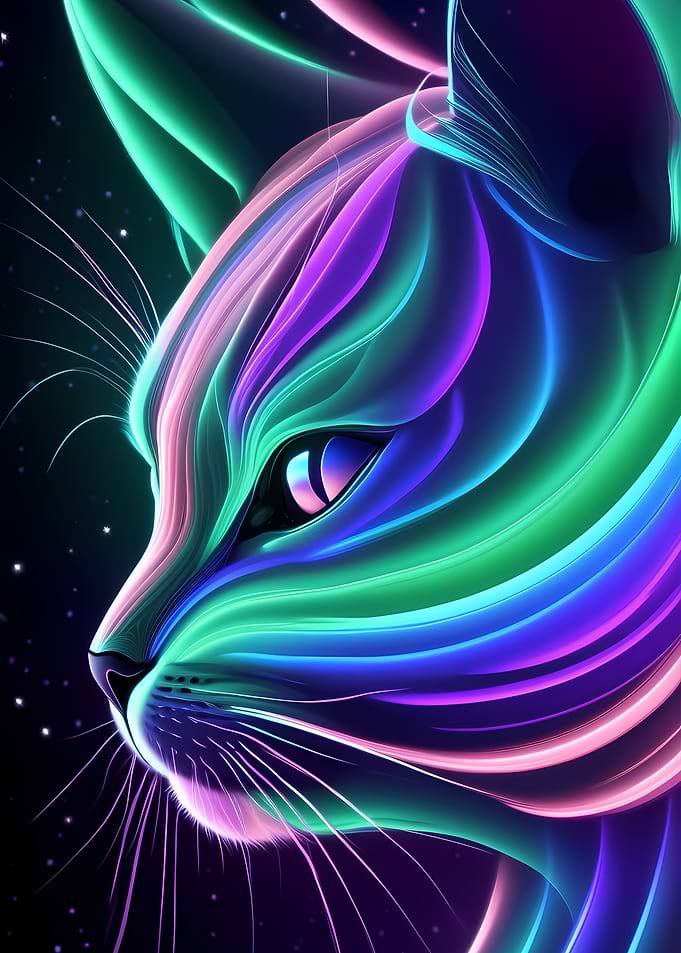Neon Cat Portrait