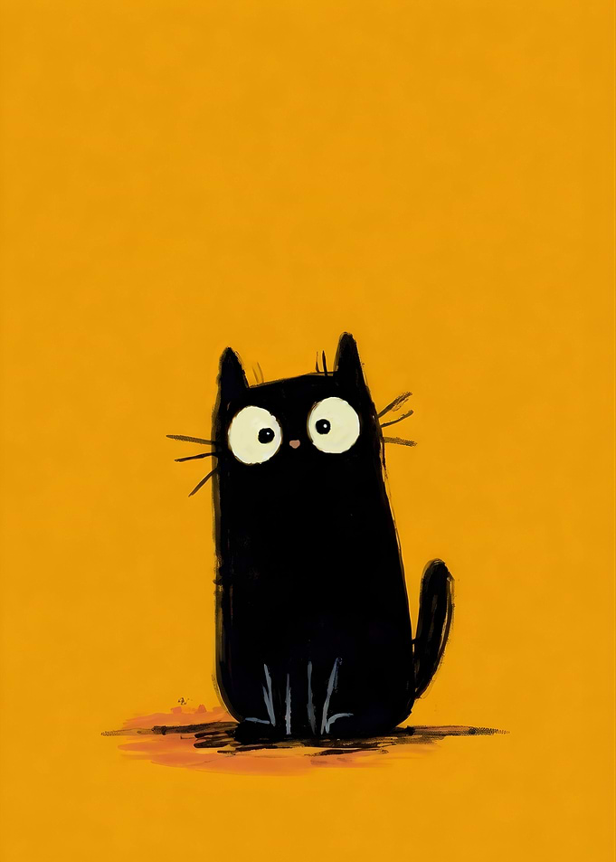 Cute Black Cat Illustration