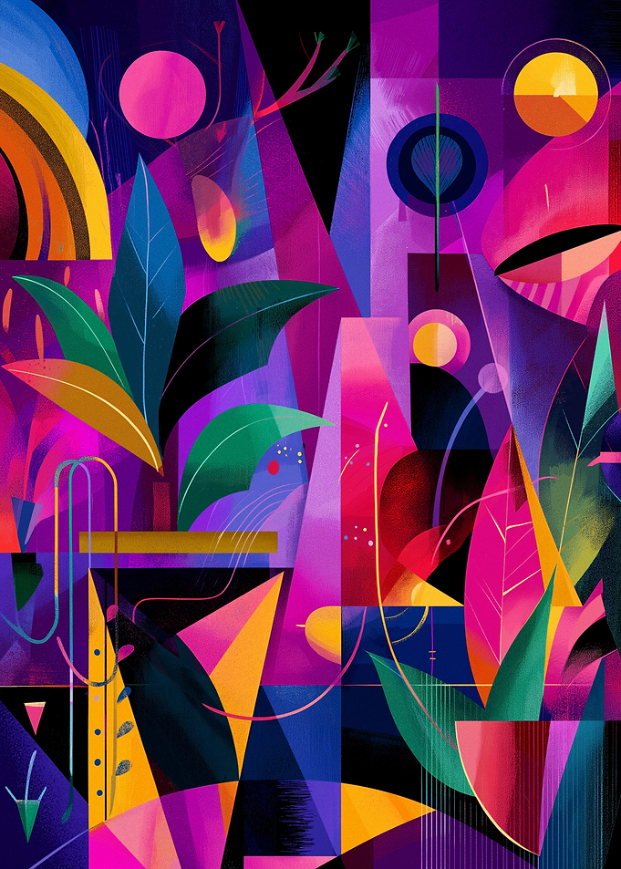 Abstract Geometric Floral Composition