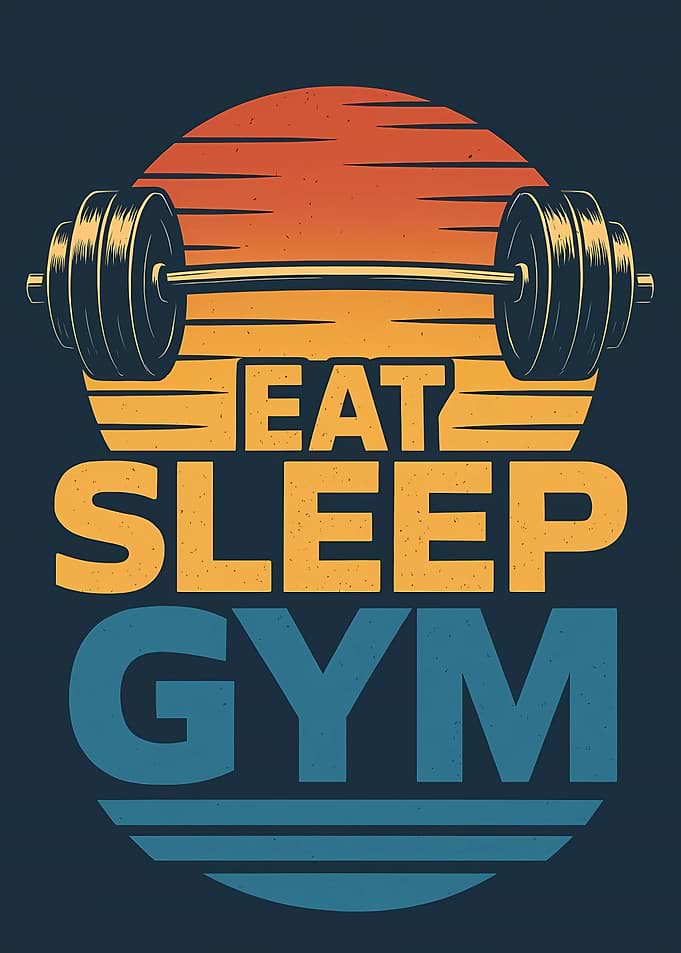 Eat Sleep Gym Retro Sunset