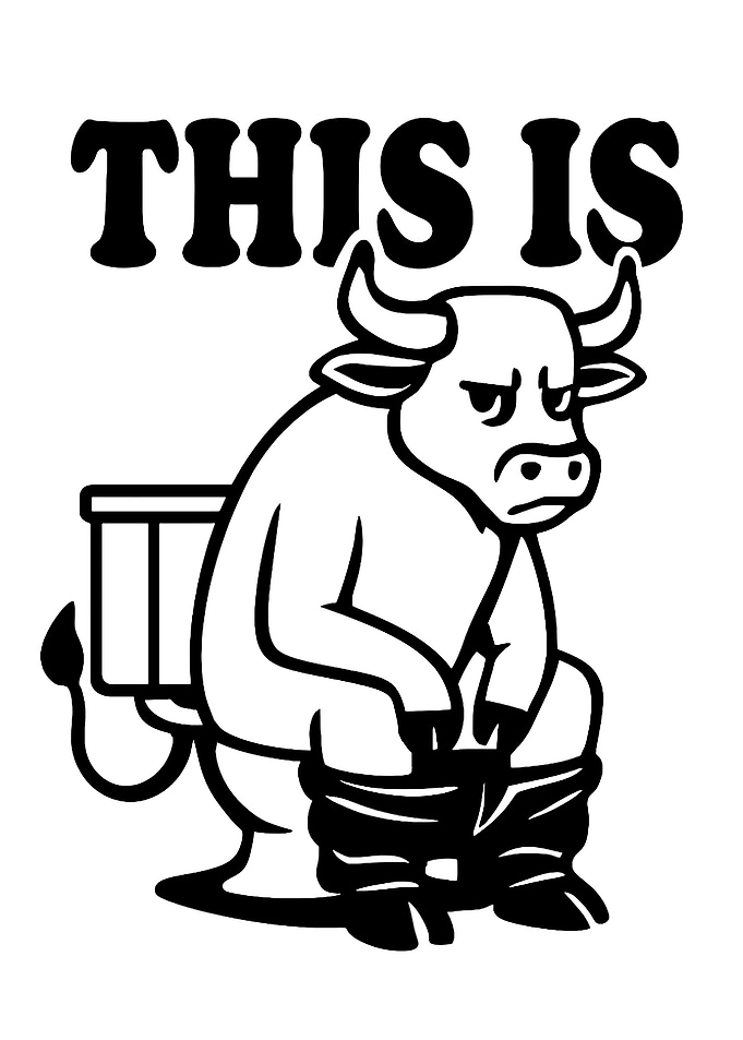 Bull Sitting on Toilet