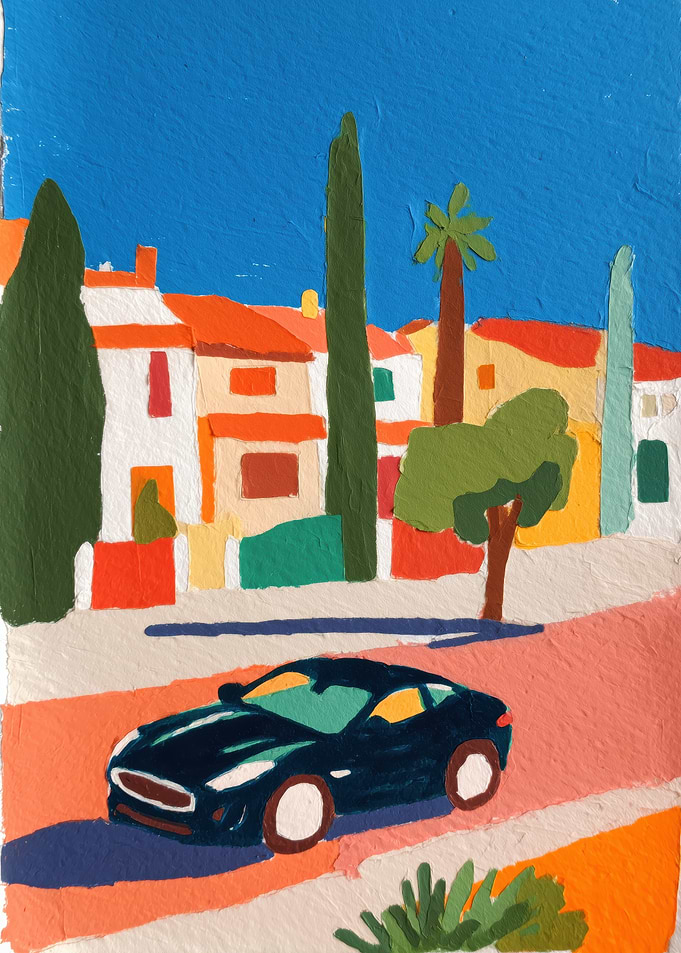 Modern Car on a Sunny Street