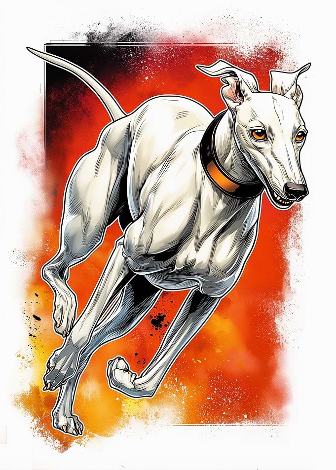 Running Greyhound Dog Illustration