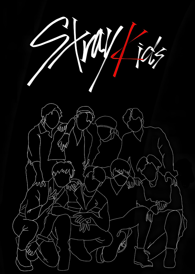 Stray Kids Group Outline Art