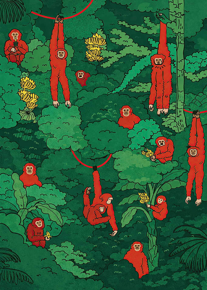 Orangutans in a Lush Jungle